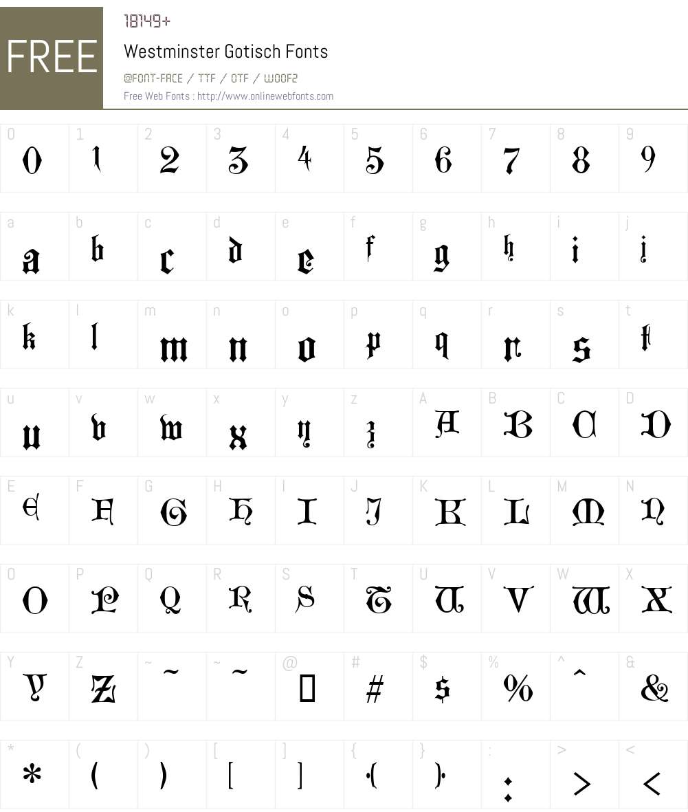 Westminster Gotisch Font Screenshots