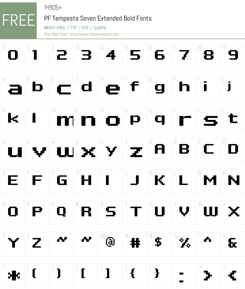 PF Tempesta Seven Extended Font Screenshots