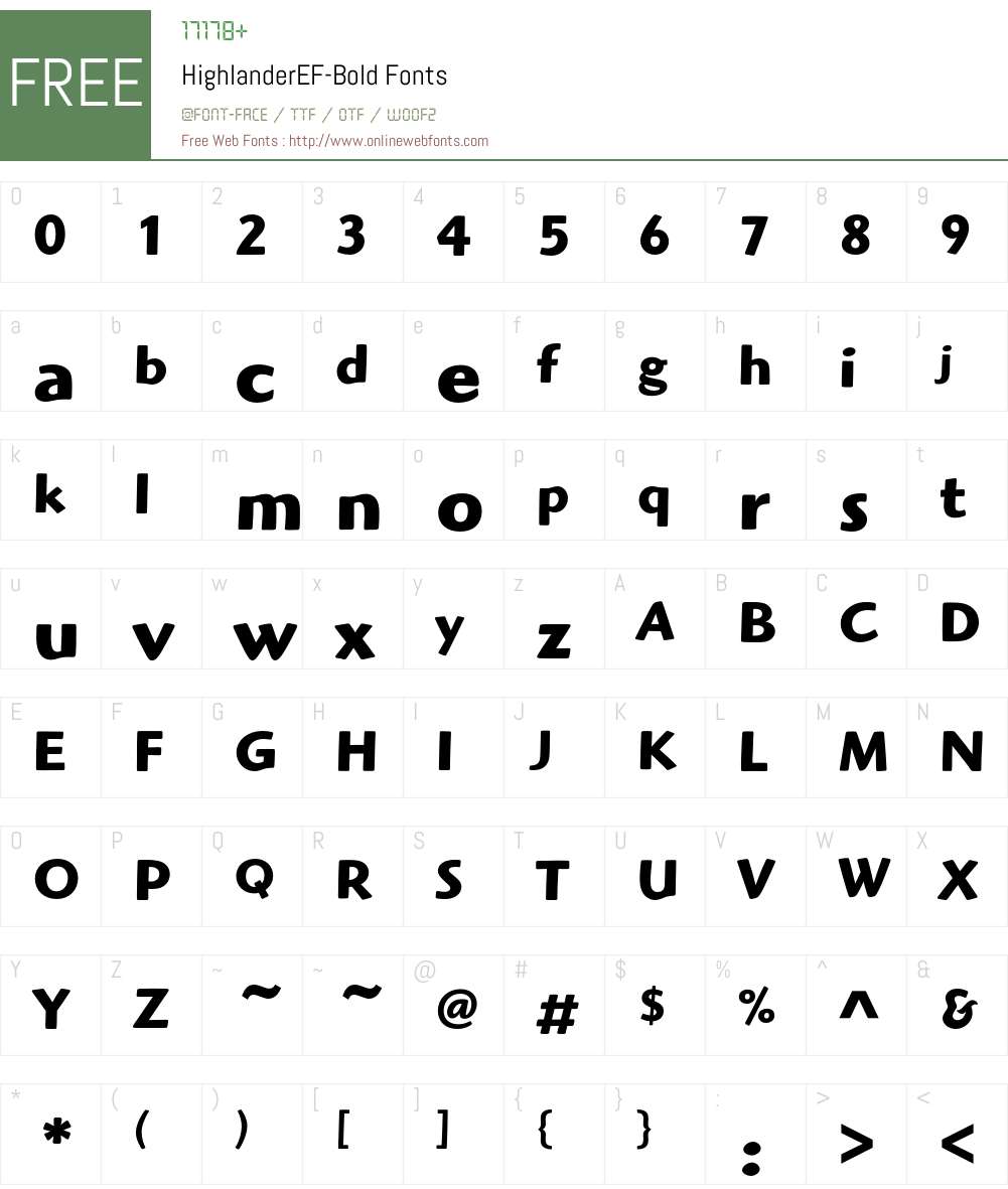 HighlanderEF Font Screenshots