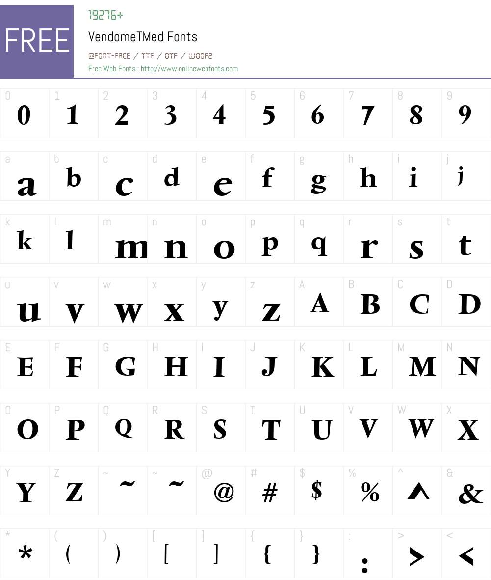 VendomeTMed Font Screenshots