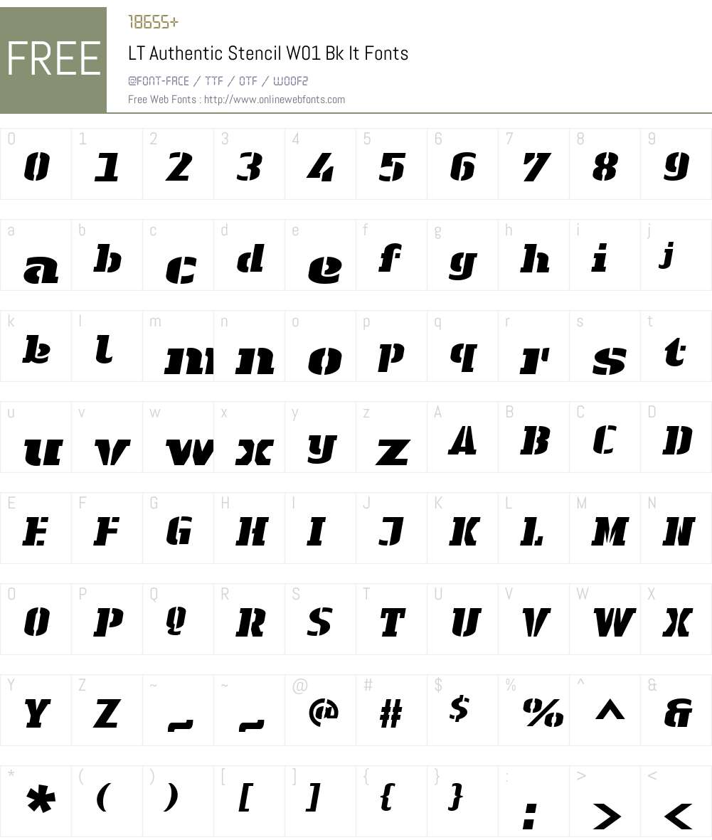 LTAuthenticStencilW01-BkIt Font Screenshots
