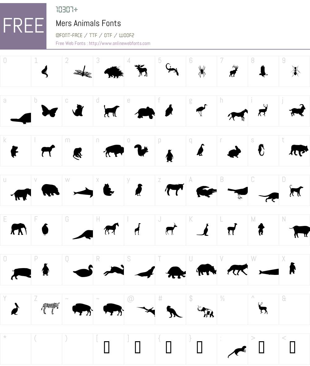 Mers Animals Font Screenshots