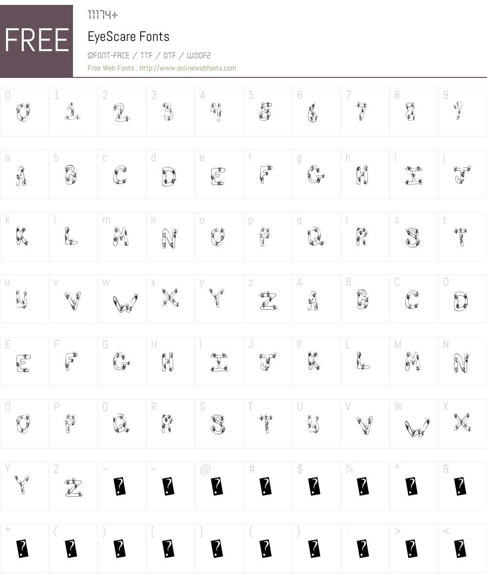 EyeScare Font Screenshots