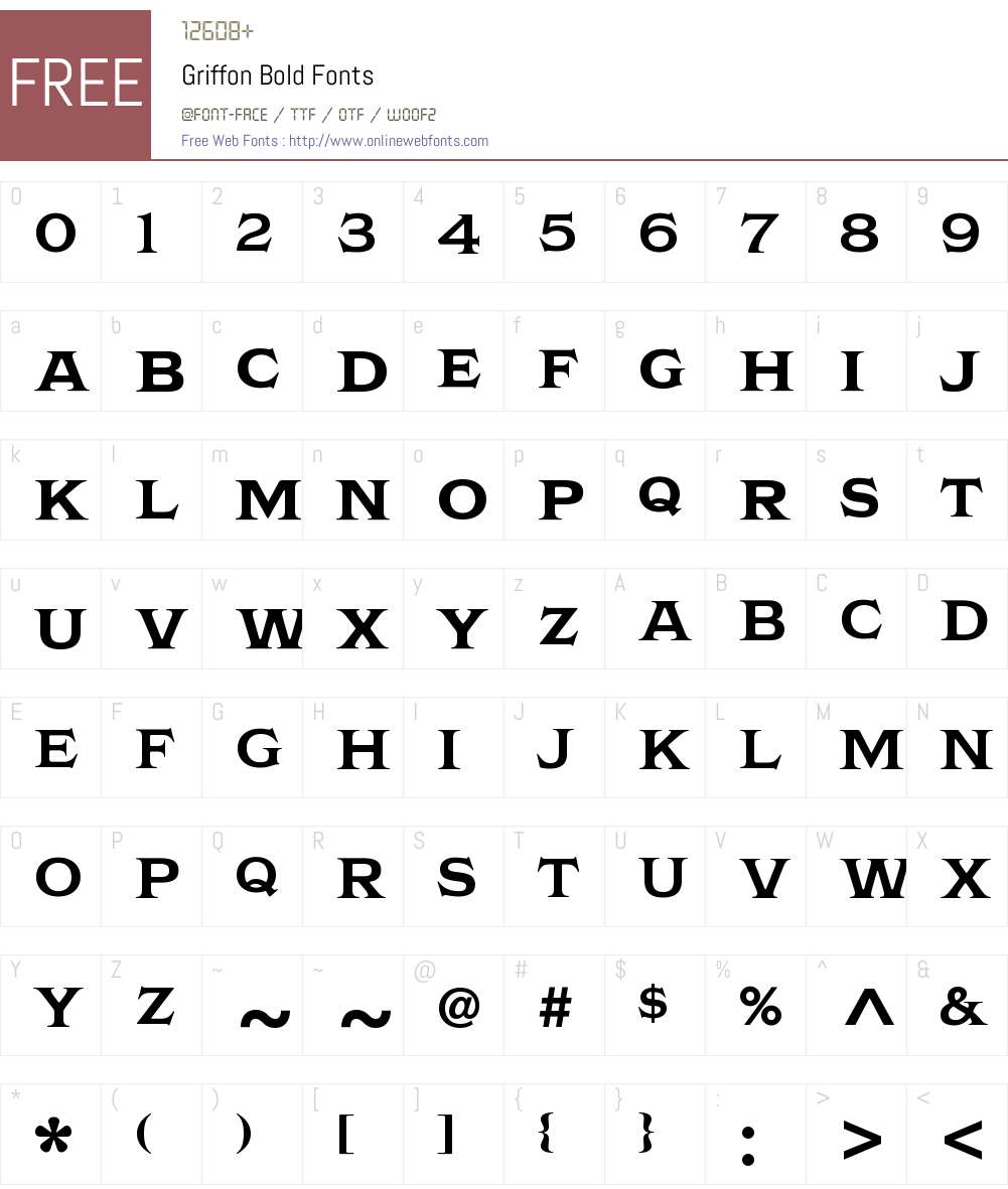 Griffon Bold Font Screenshots