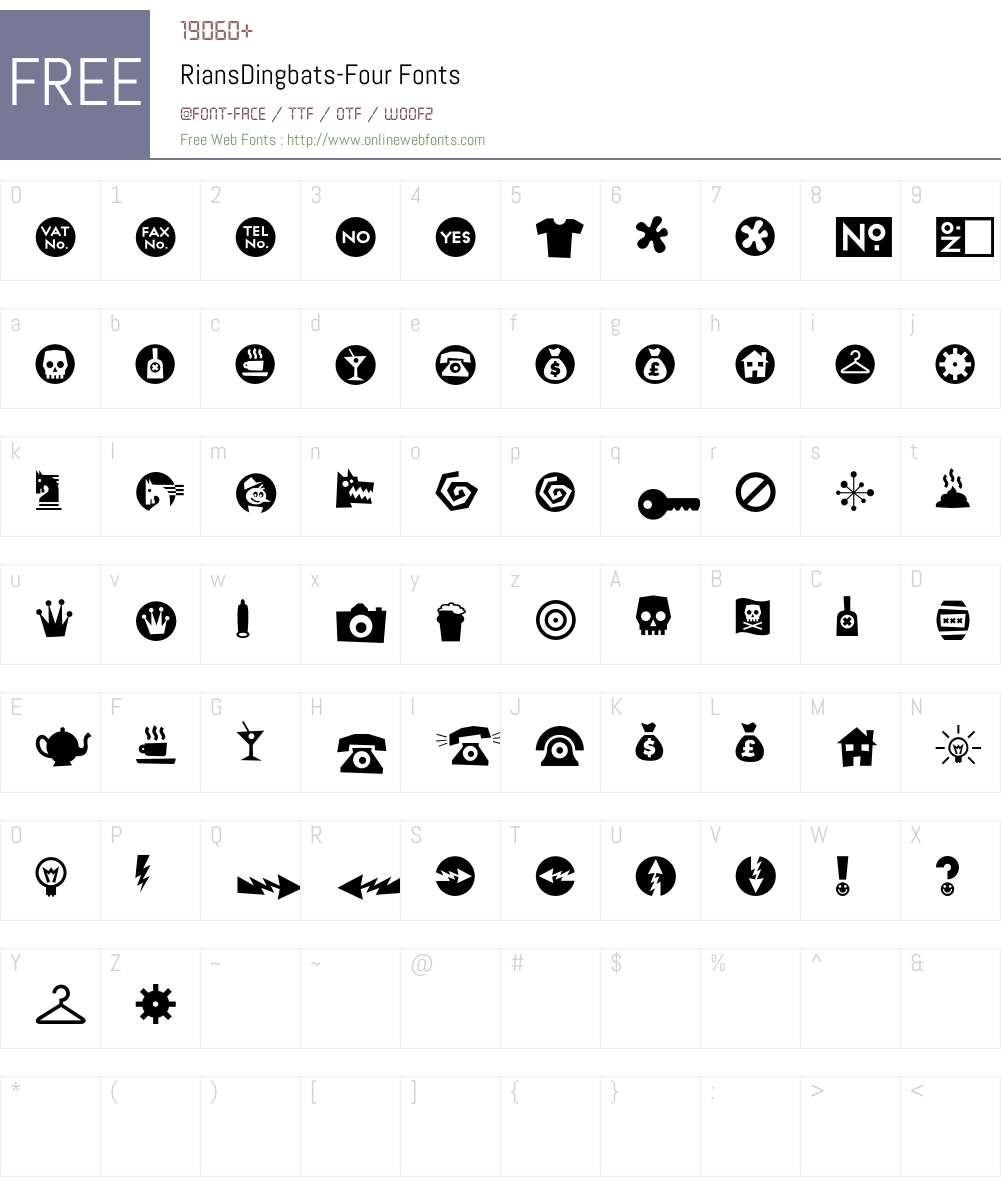 RiansDingbats Font Screenshots