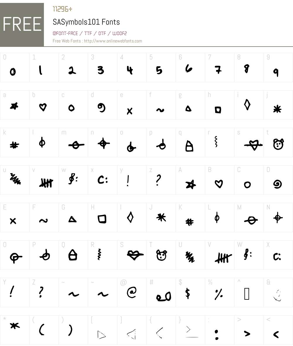 SASymbols101 Font Screenshots