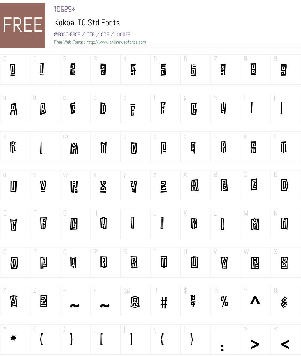 Kokoa ITC Std Font Screenshots