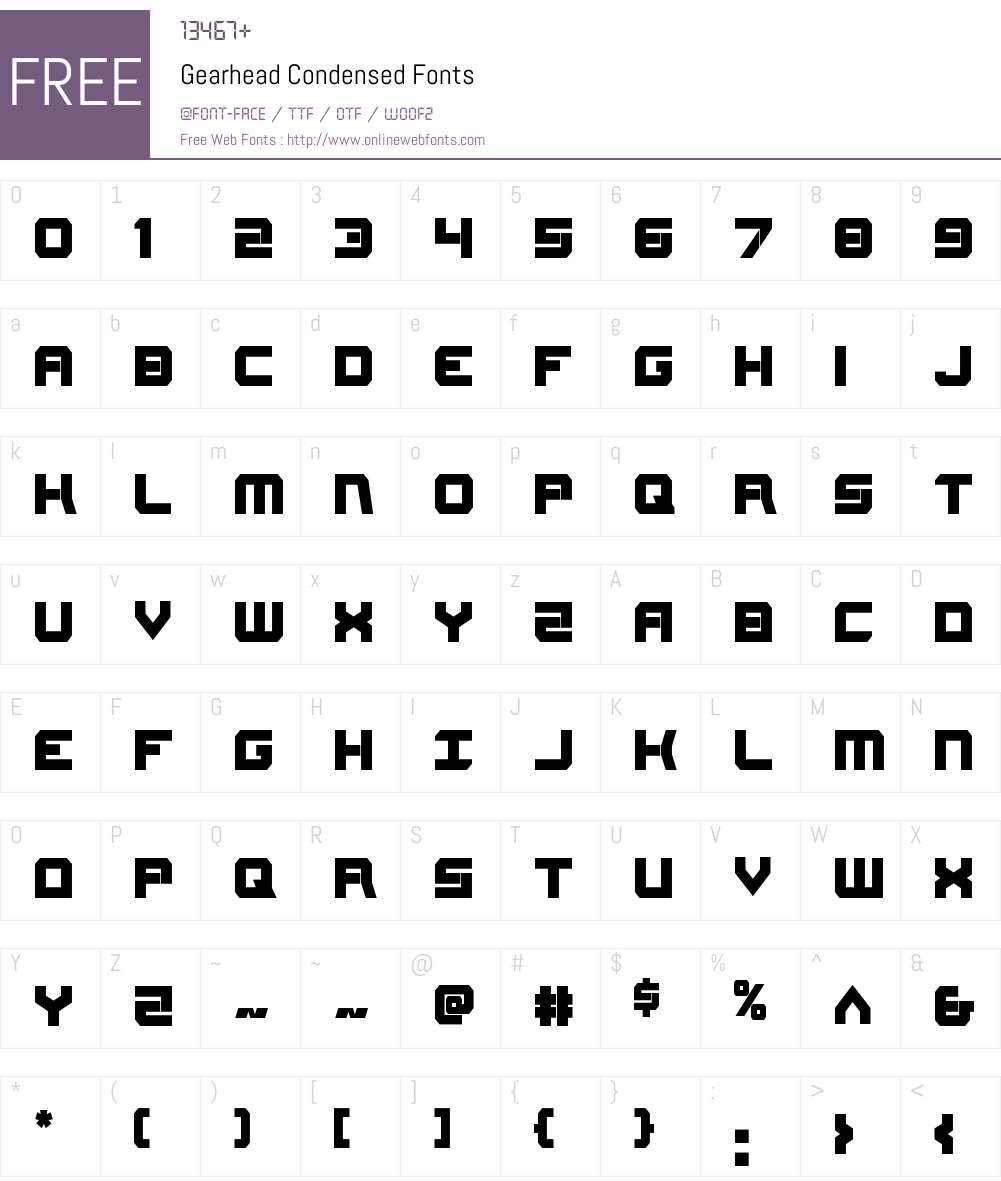 Gearhead Condensed Font Screenshots