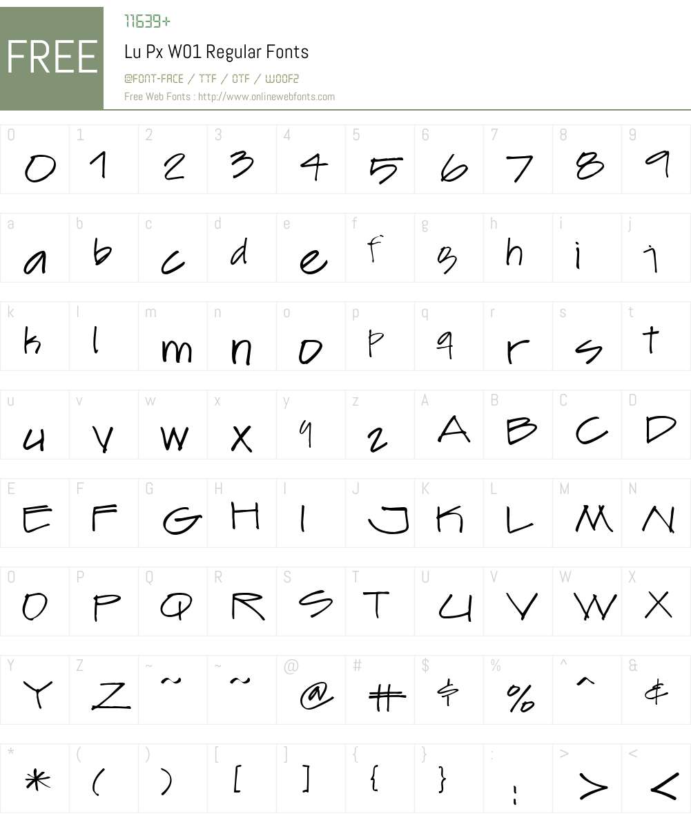 LuPxW01-Regular Font Screenshots