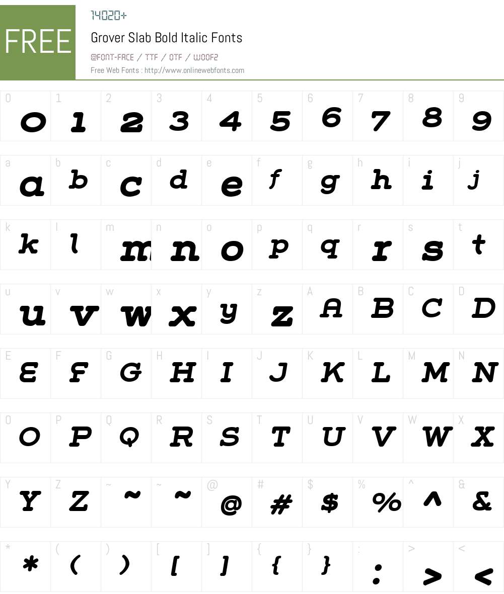 Grover Slab Font Screenshots