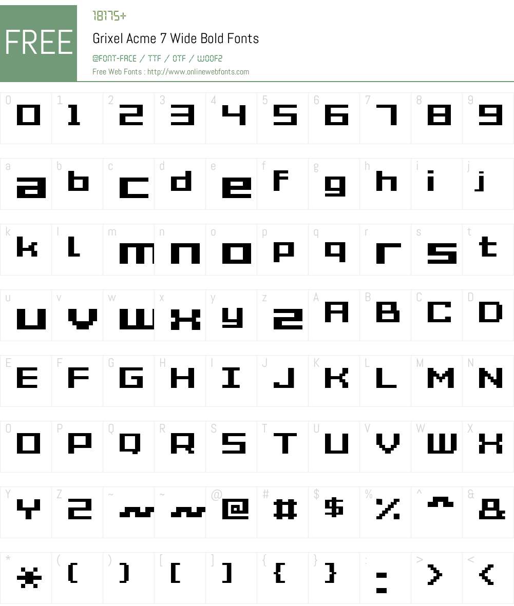 Grixel Acme 7 Wide Bold Font Screenshots