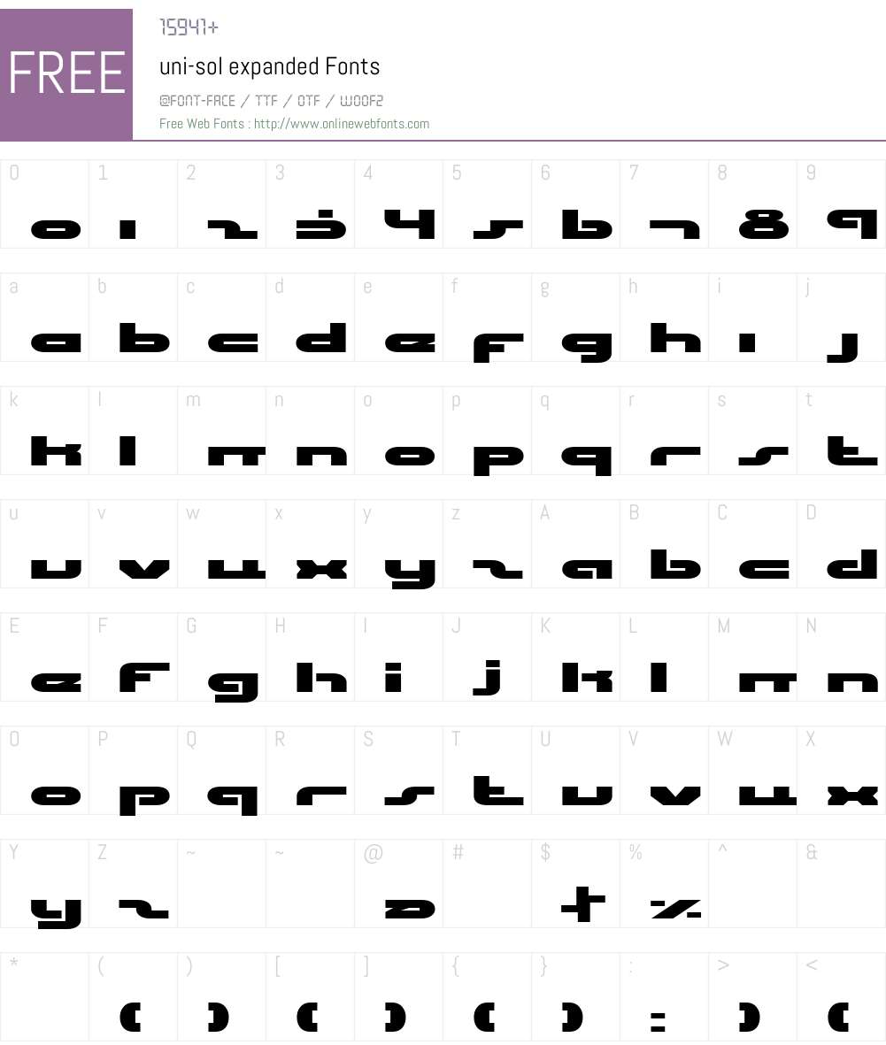 uni-sol expanded Font Screenshots