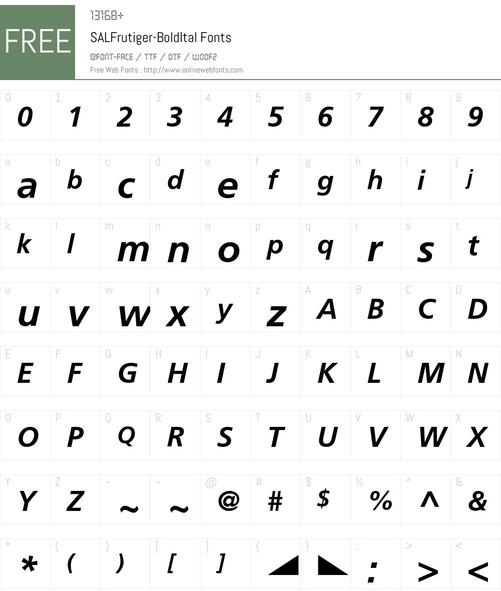 SALFrutiger Font Screenshots