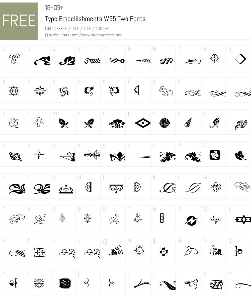 TypeEmbellishmentsW95-Two Font Screenshots