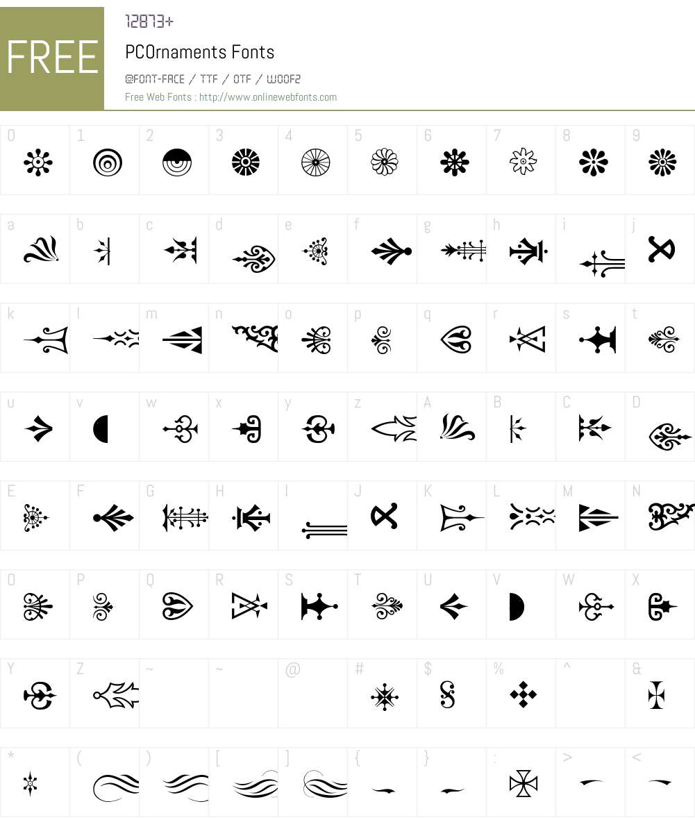PCOrnaments Font Screenshots