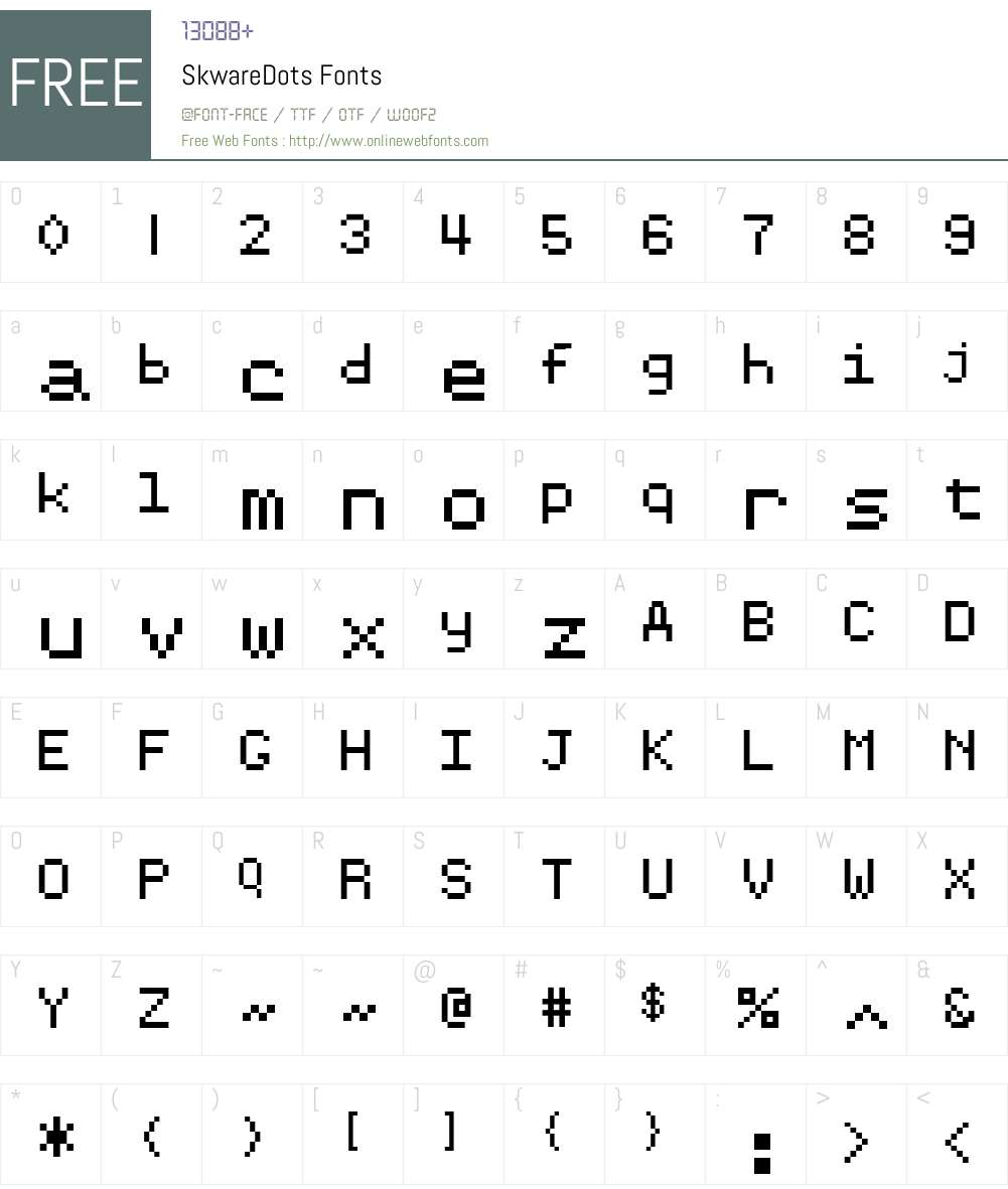 SkwareDots Font Screenshots