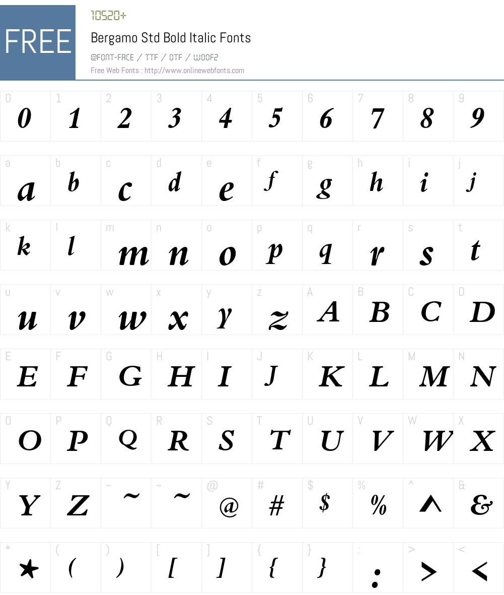 Bergamo Std Font Screenshots