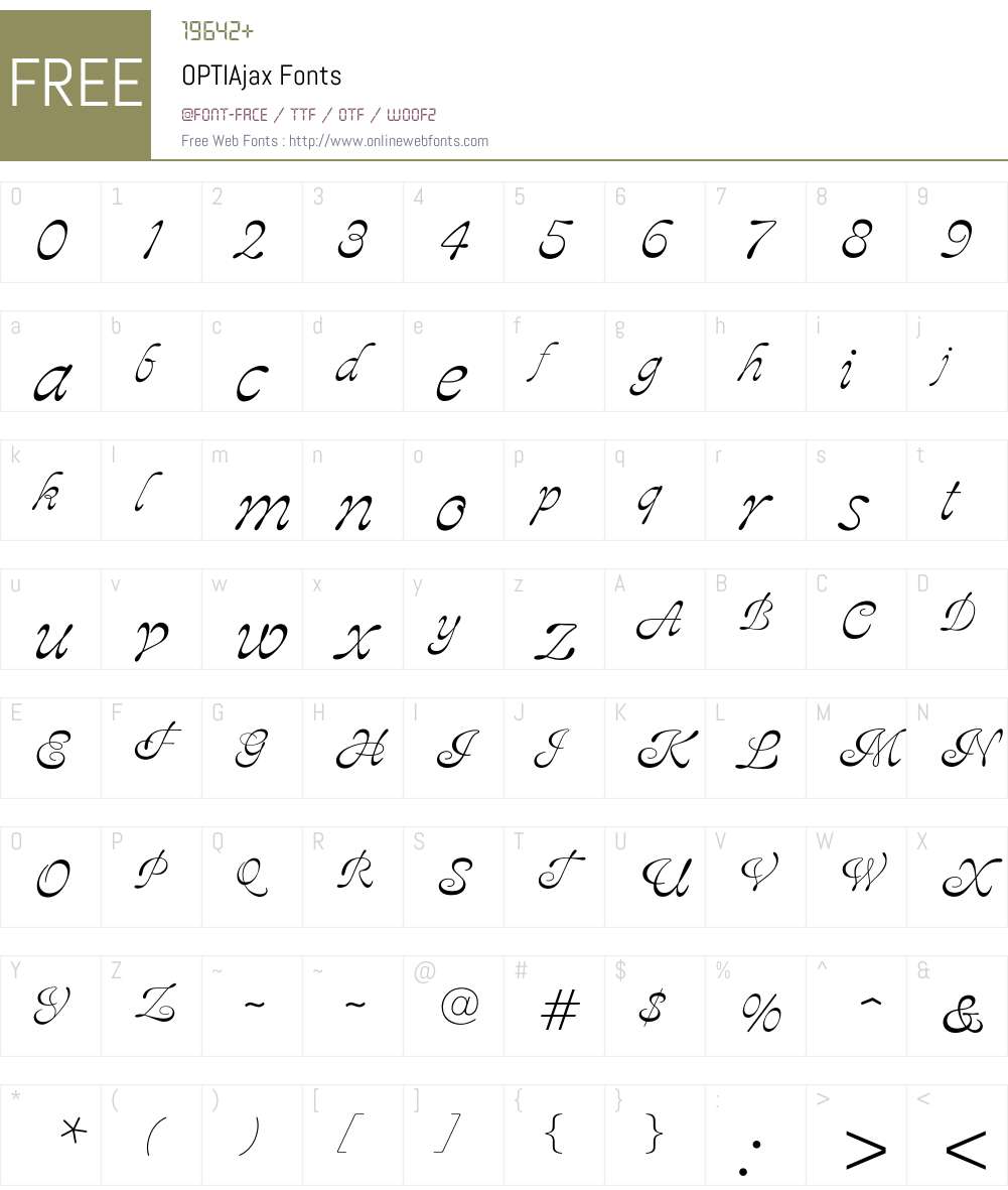 OPTIAjax Font Screenshots