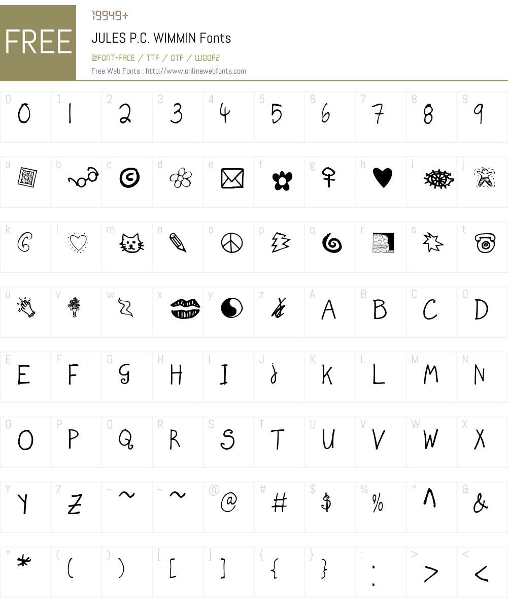 JULES P.C. WIMMIN Font Screenshots