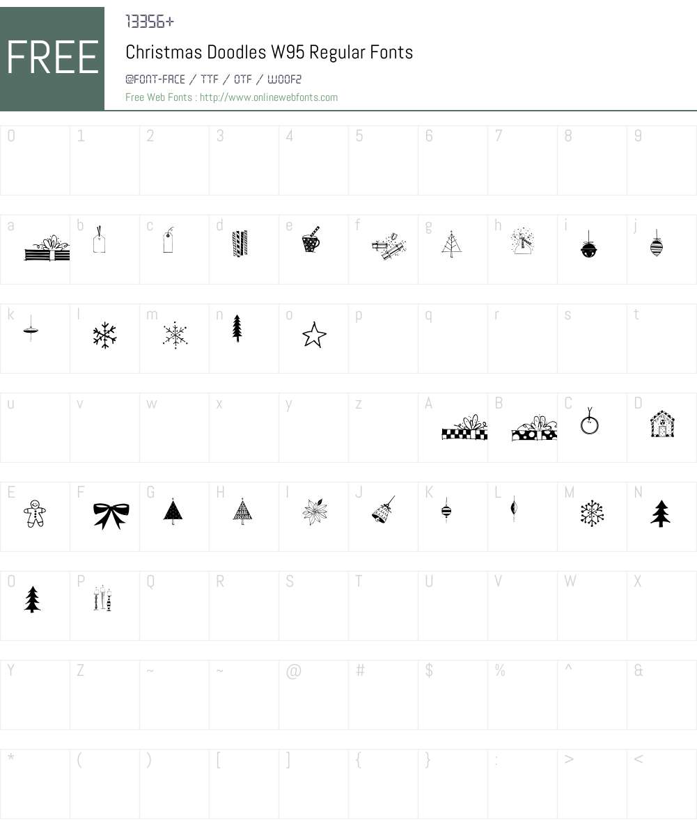ChristmasDoodlesW95-Regular Font Screenshots