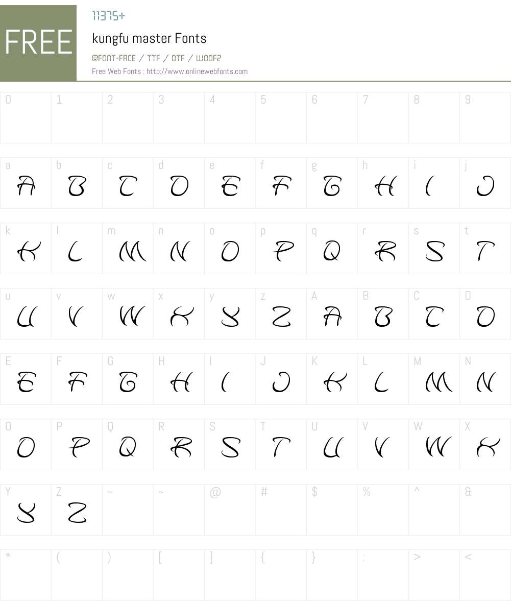 kungfu master Font Screenshots
