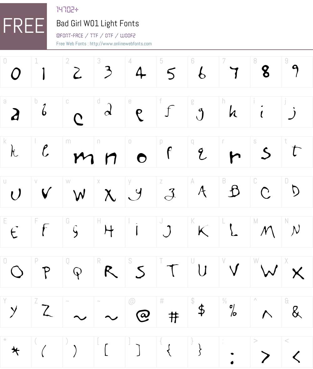 BadGirlW01-Light Font Screenshots