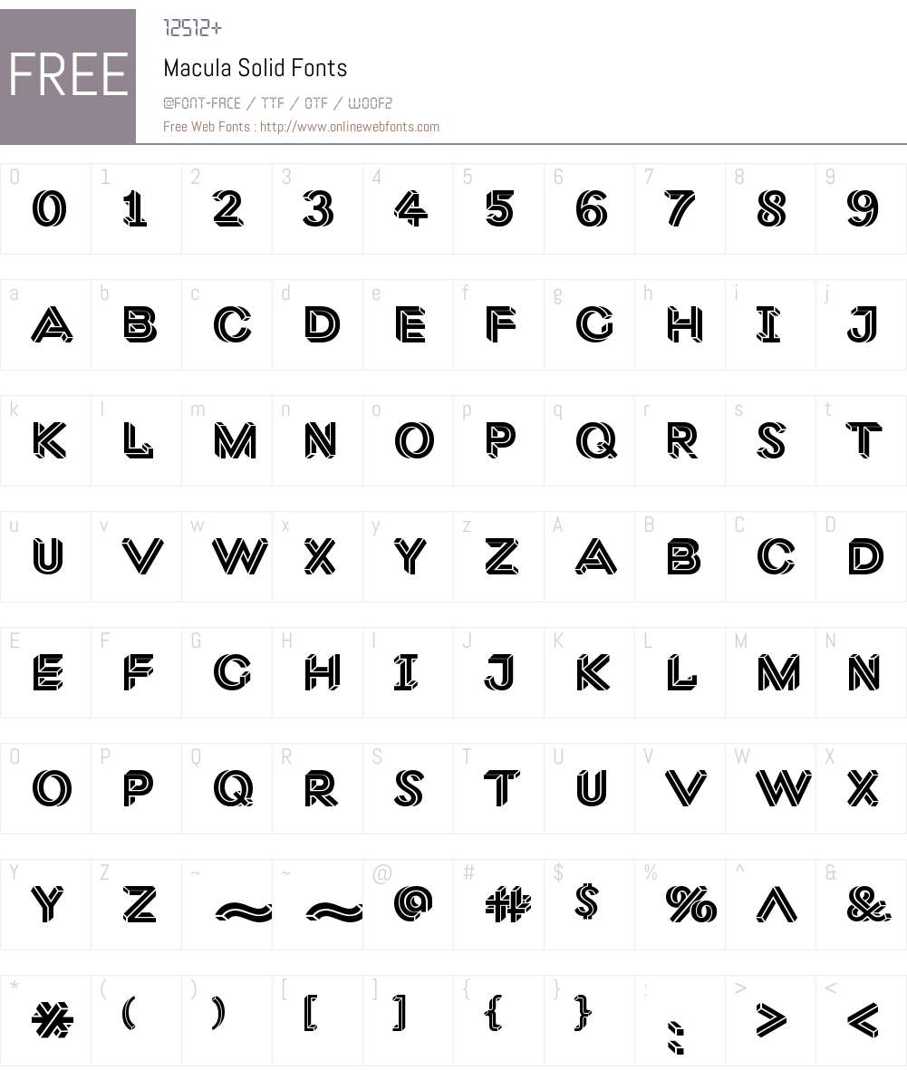 Macula Solid Font Screenshots