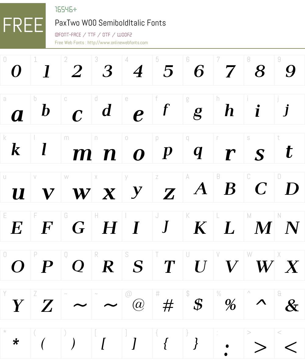 PaxTwoW00-SemiboldItalic Font Screenshots