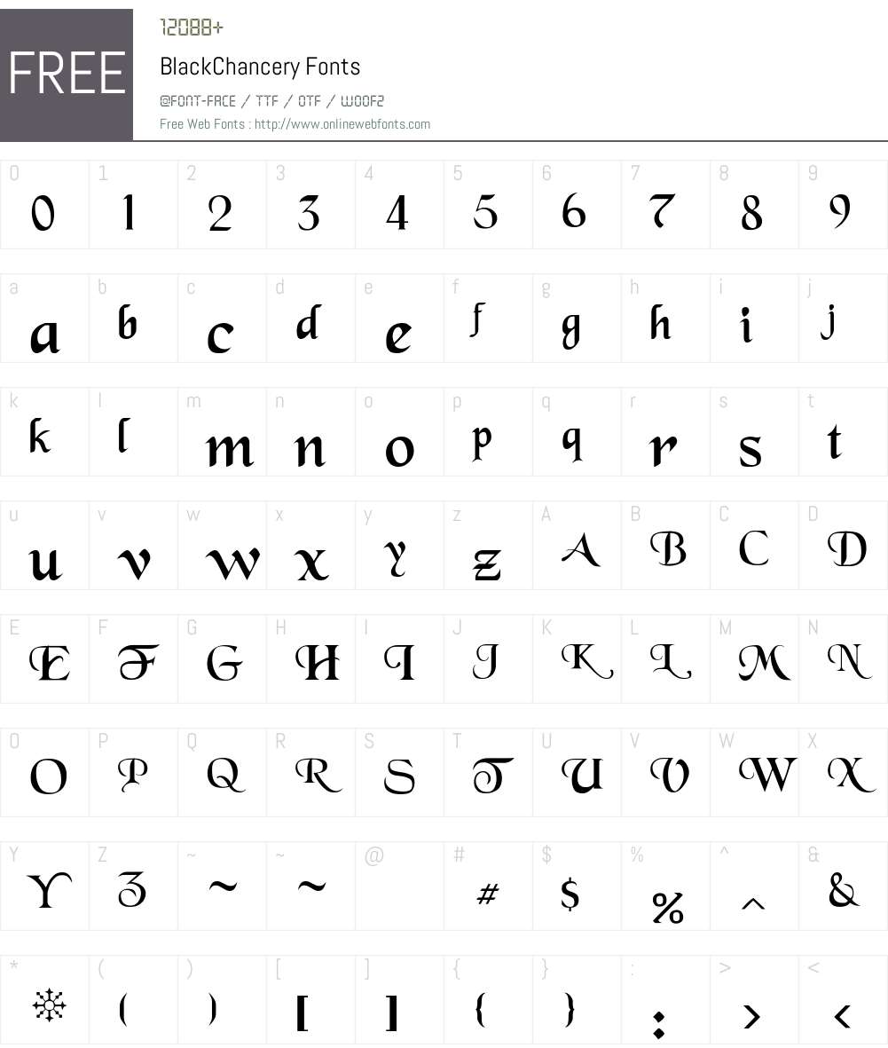 BlackChancery Font Screenshots