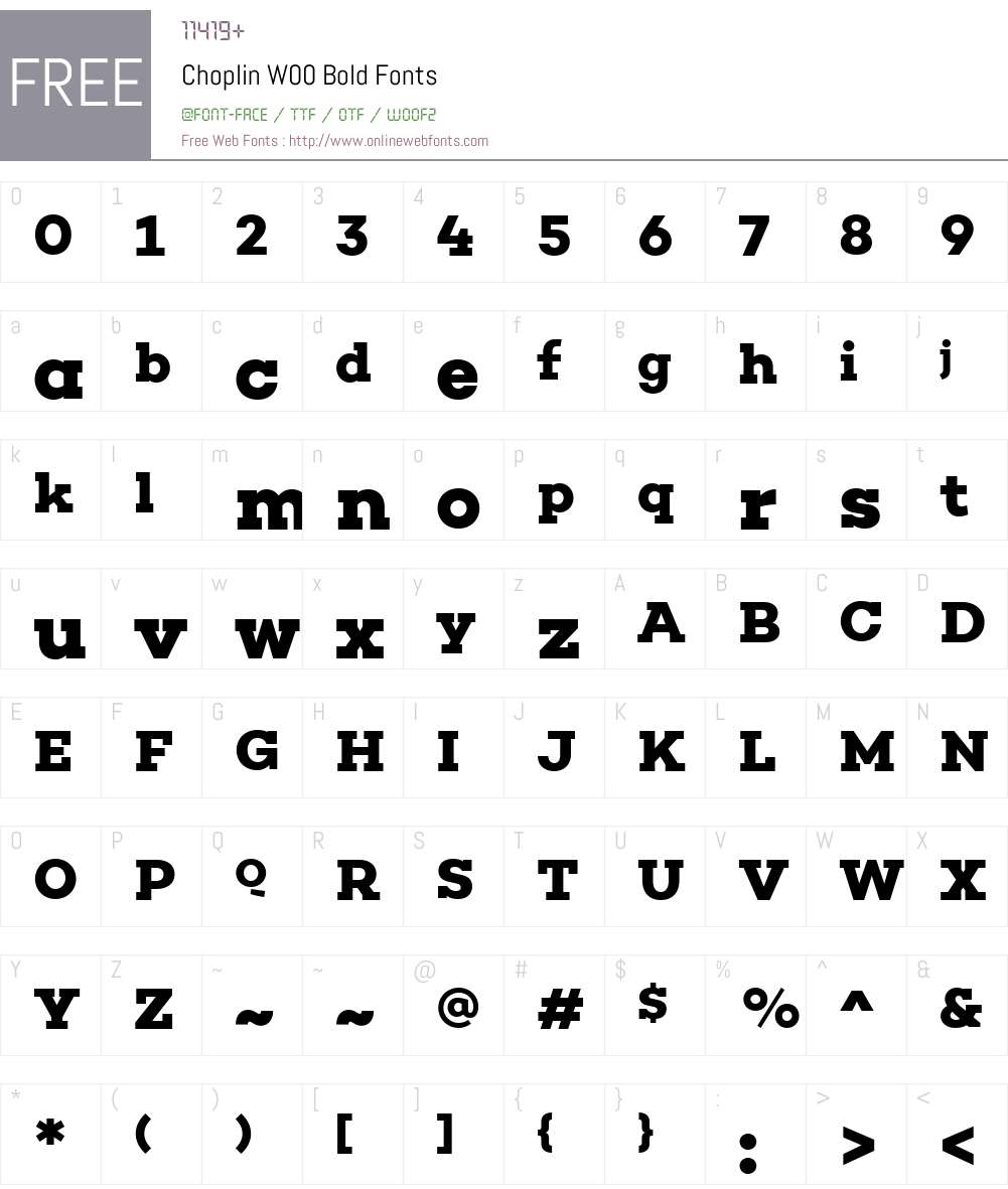 ChoplinW00-Bold Font Screenshots