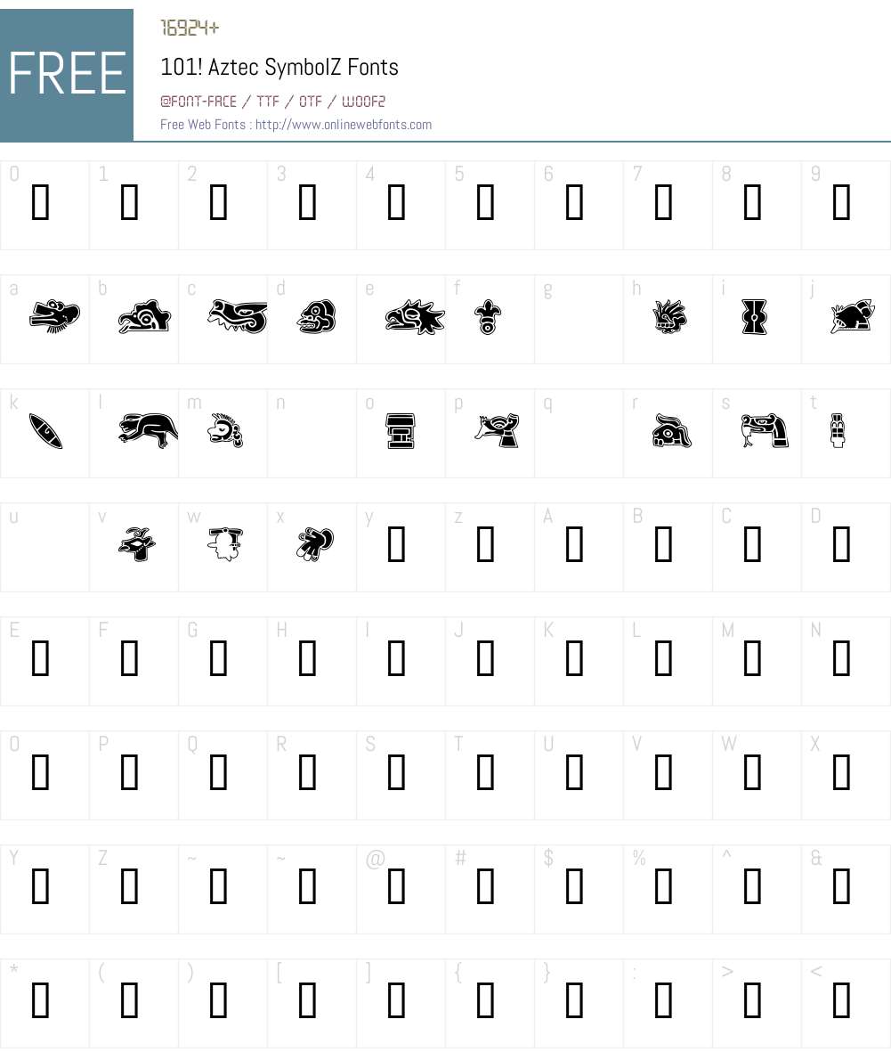 101! Aztec SymbolZ Font Screenshots