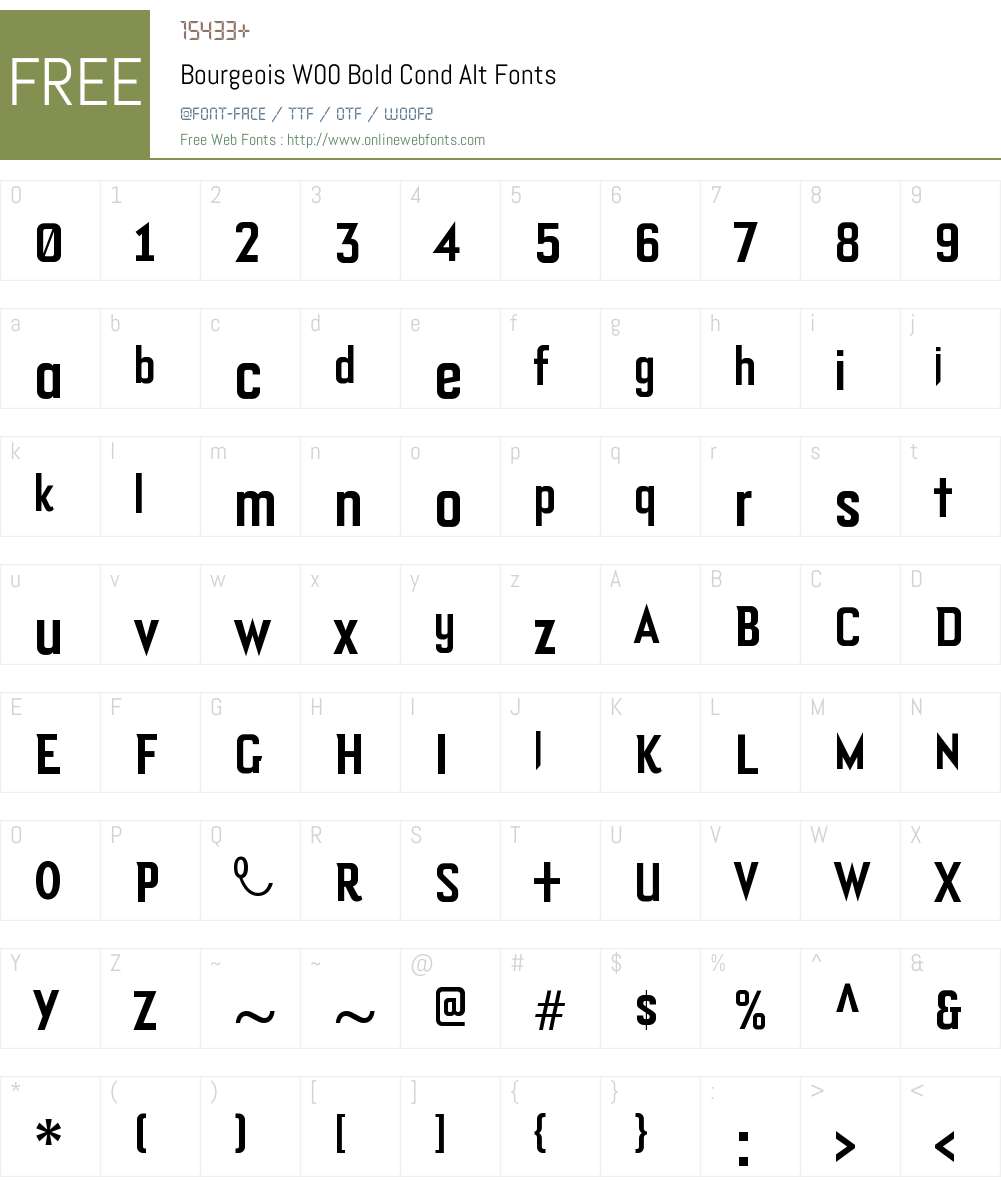 BourgeoisW00-BoldCondAlt Font Screenshots