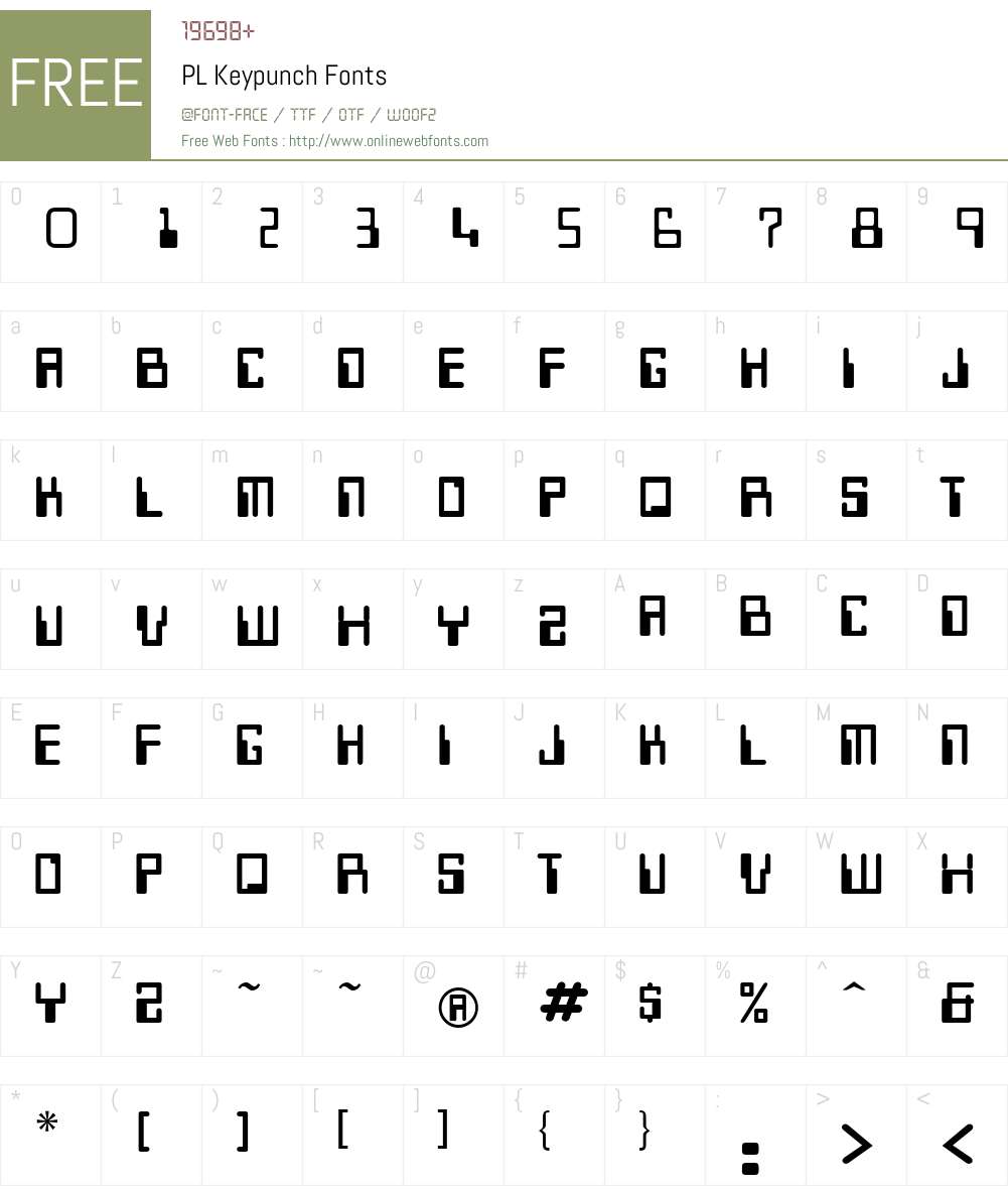 PL Keypunch Font Screenshots