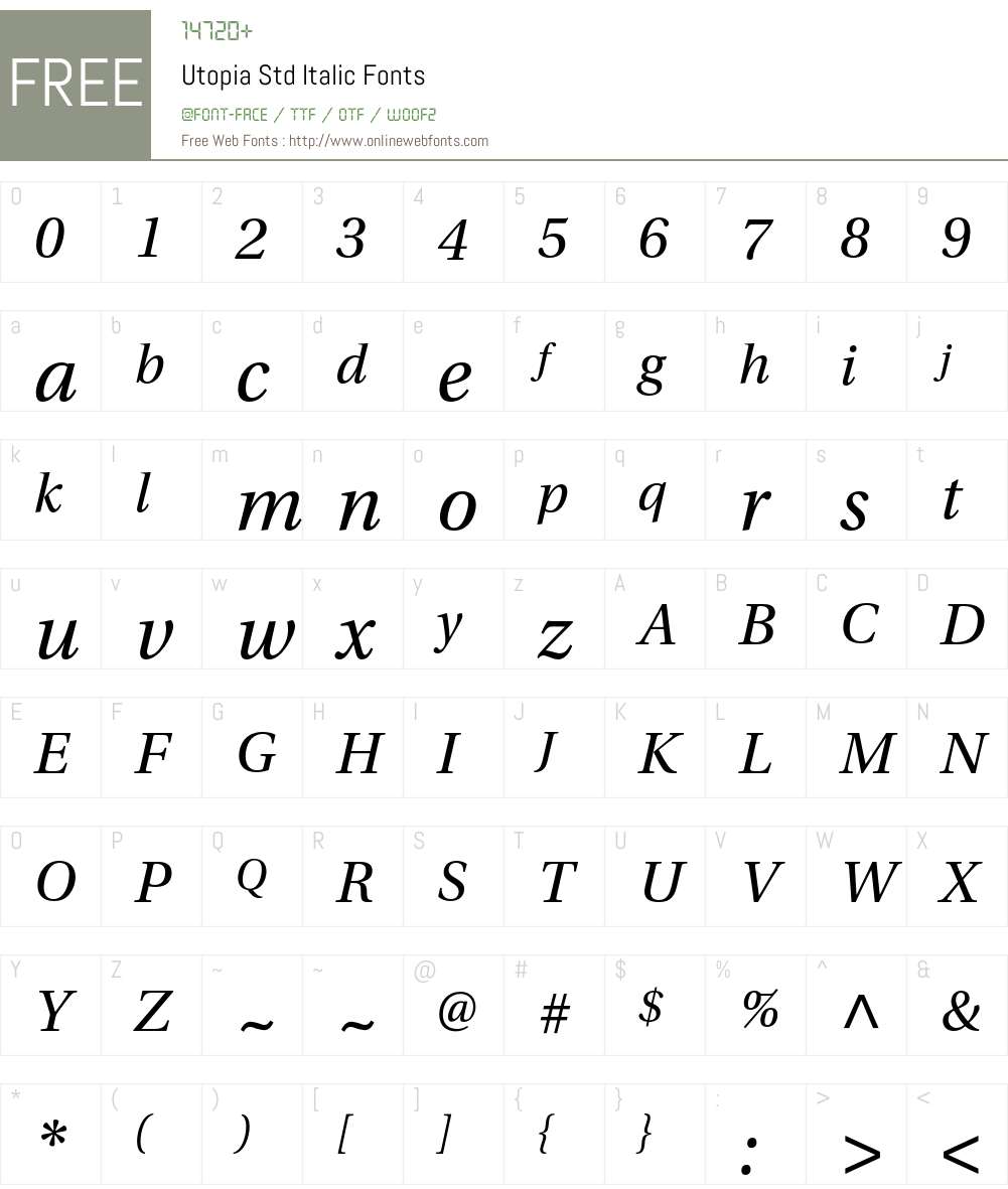 Utopia Std Font Screenshots