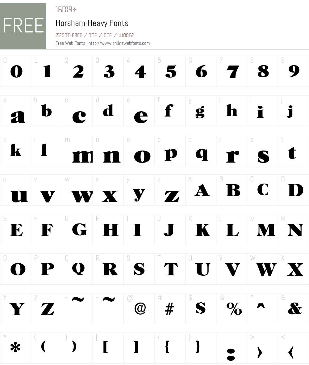 Horsham-Heavy Font Screenshots