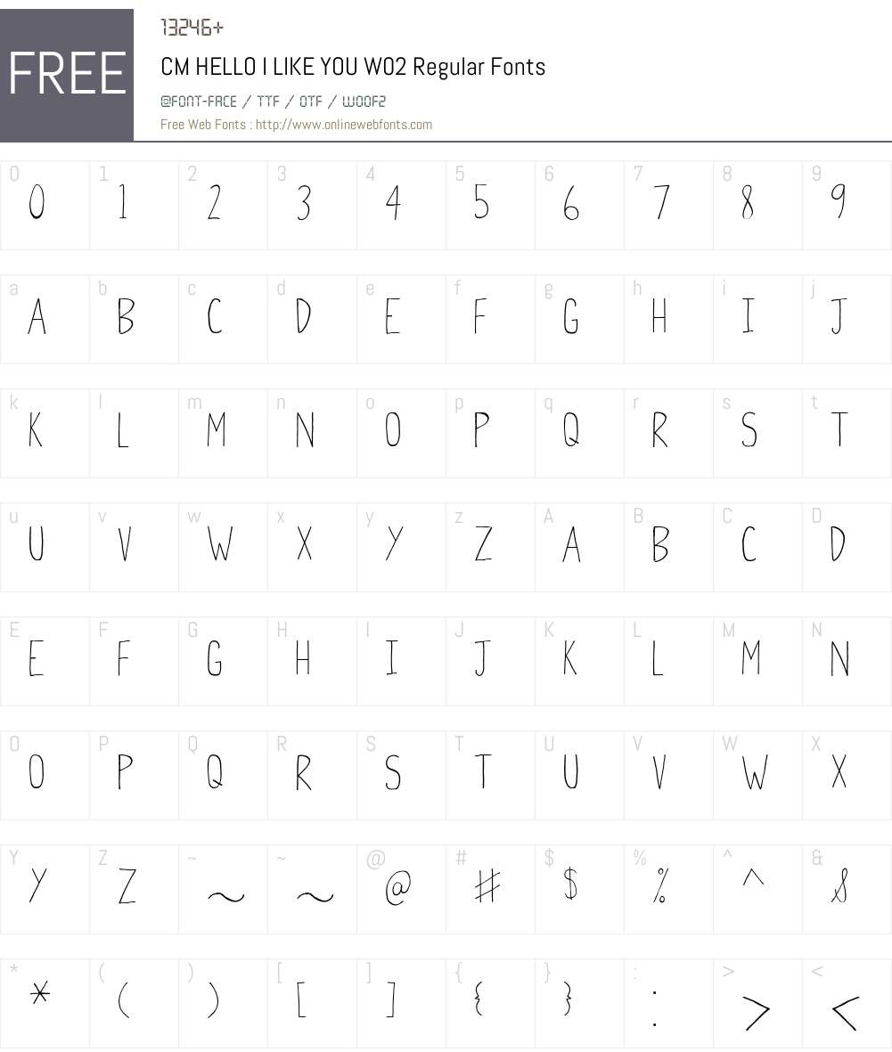 CM HELLO I LIKE YOU Font Screenshots