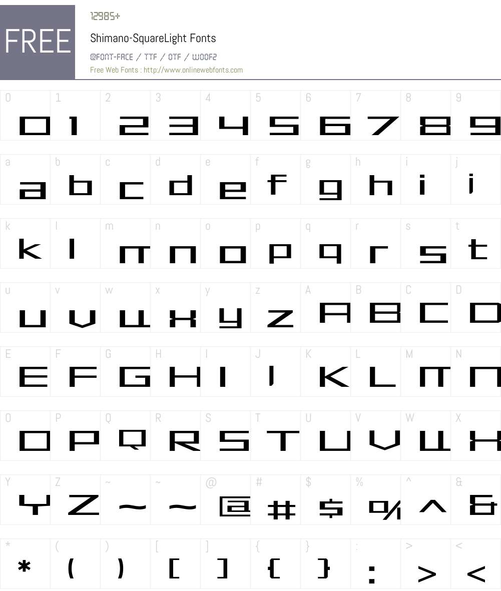Shimano-SquareLight 001.000 Fonts Free Download - OnlineWebFonts.COM