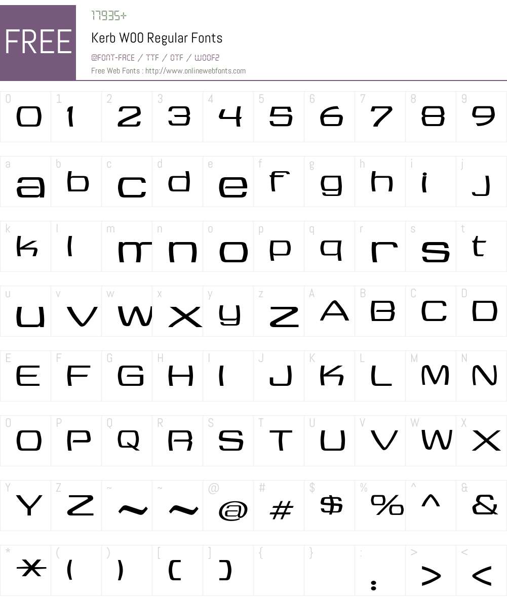 KerbW00-Regular Font Screenshots