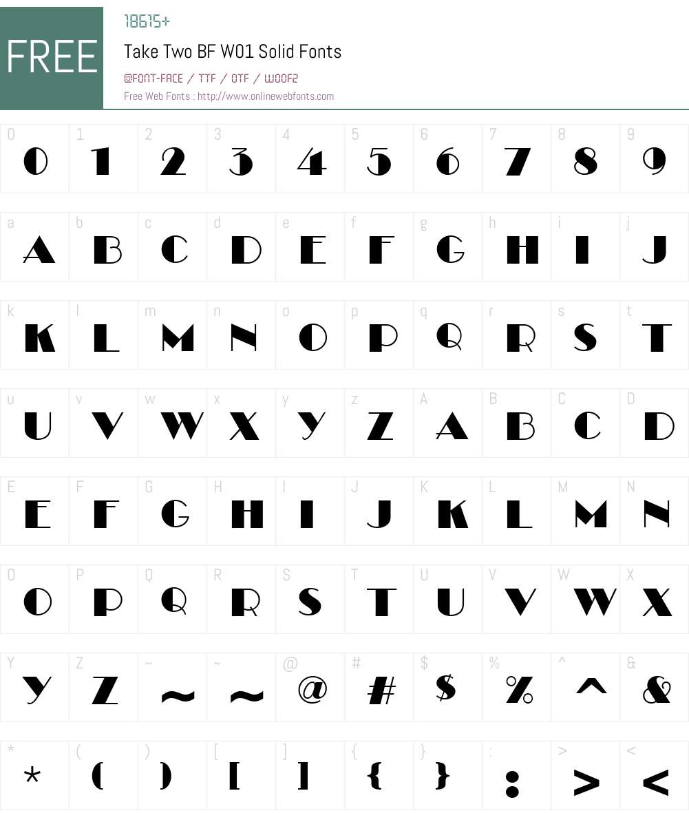 TakeTwoBFW01-Solid Font Screenshots