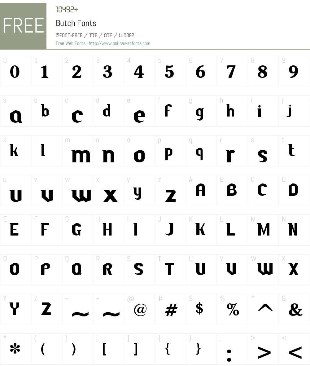 Butch Font Screenshots