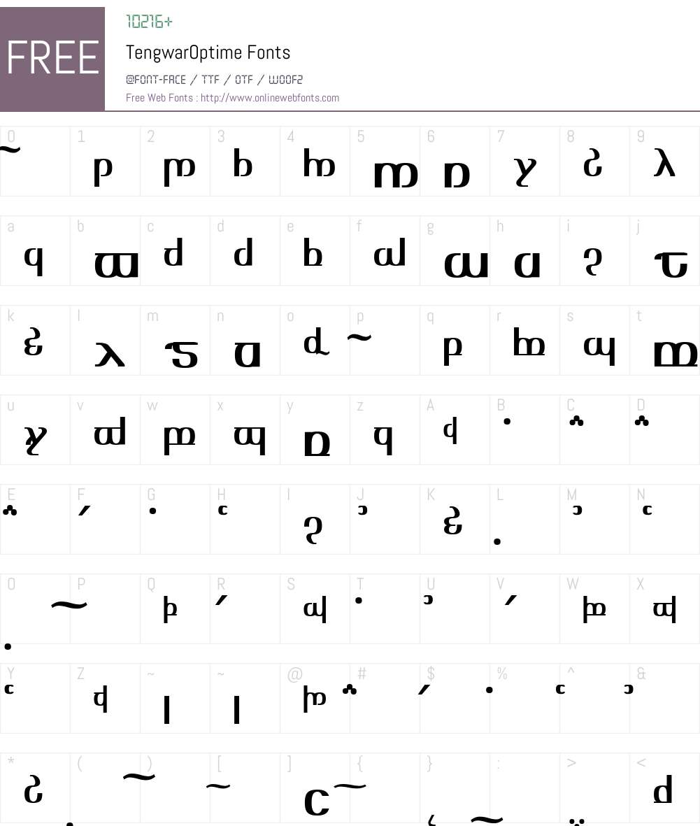 TengwarOptimeDiagon Font Screenshots