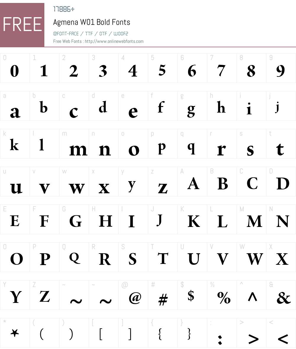 AgmenaW01-Bold Font Screenshots