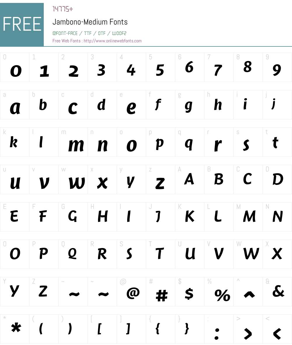 Jambono-Medium Font Screenshots