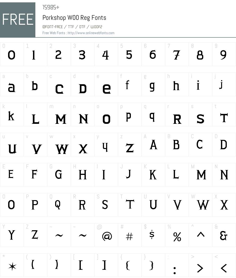 PorkshopW00-Reg Font Screenshots