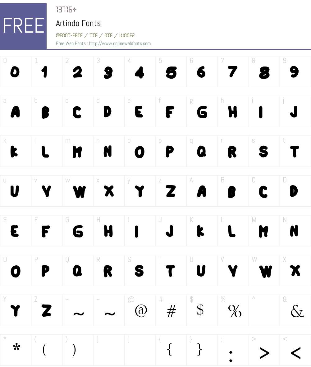 Artindo Font Screenshots