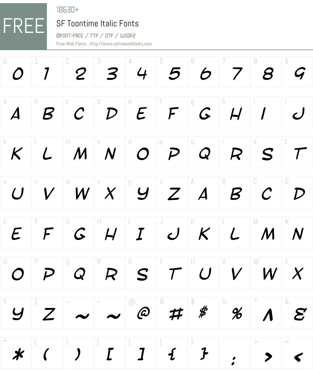 SF Toontime Font Screenshots