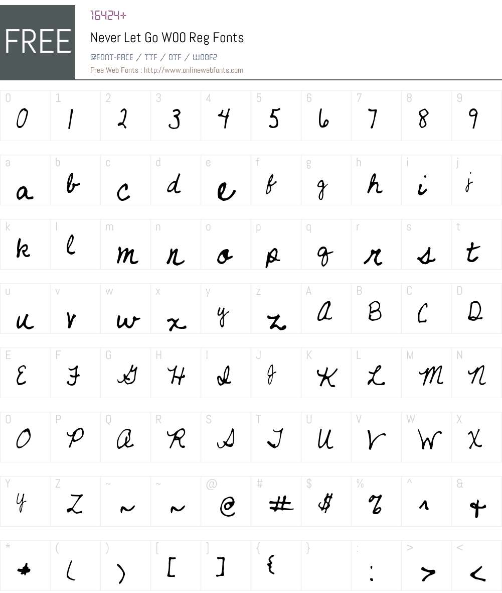 NeverLetGoW00-Reg Font Screenshots