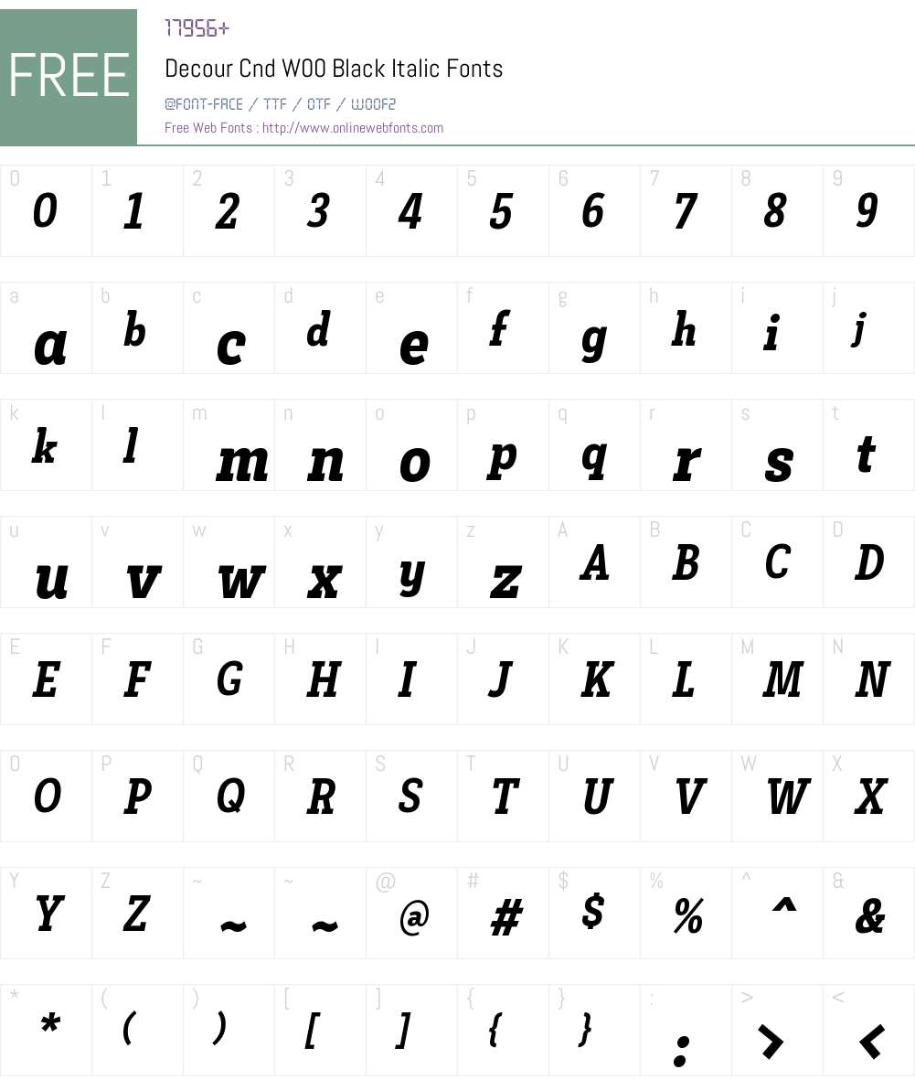 DecourCndW00-BlackItalic Font Screenshots
