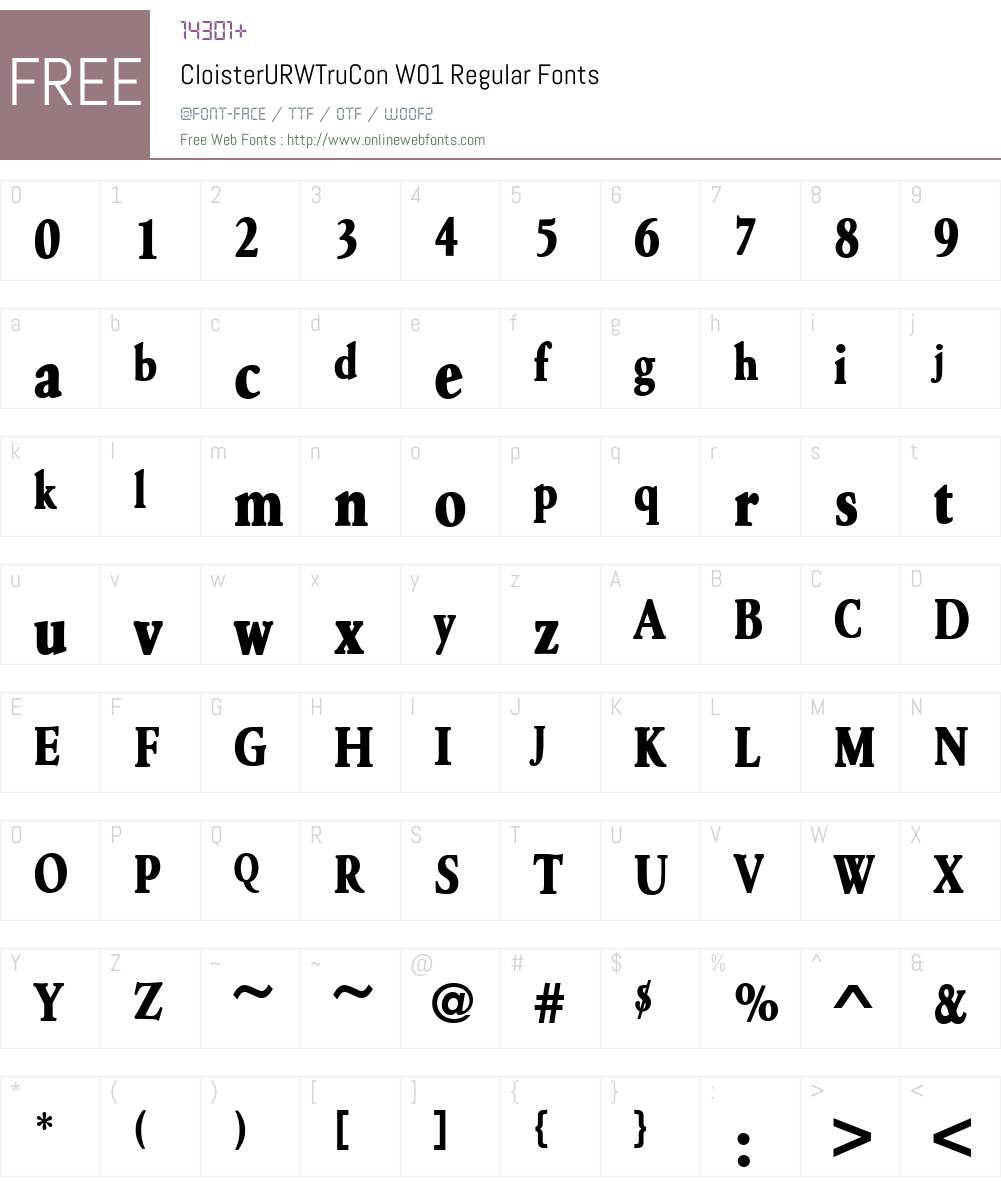 Cloister Font Screenshots