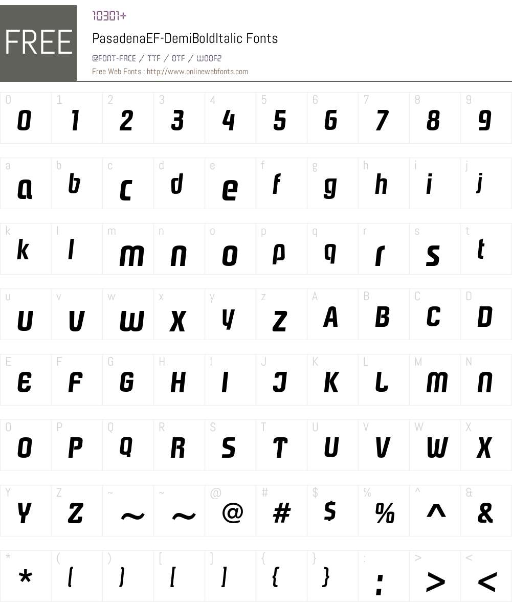 PasadenaEF Font Screenshots